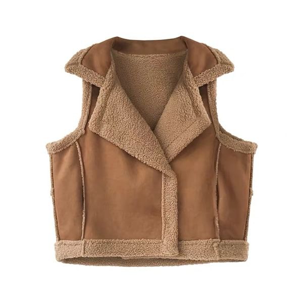 Supernova - Vest met kraag en verborgen knoop van imitatiebont
