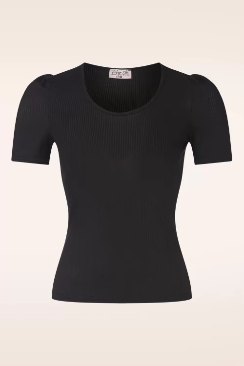 Vintage Chic for Topvintage Jessie Rib top in zwart