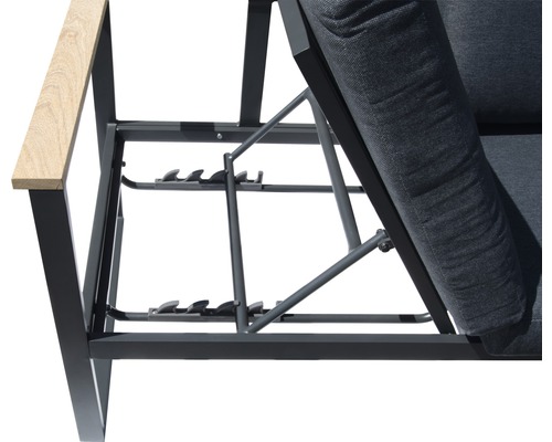 Garden Place Cleo aluminium-houten tuinmeubelset, 6-zits, bestaande uit: 2 banken, fauteuil, tafel inclusief kussens, aluminium antraciet, hout