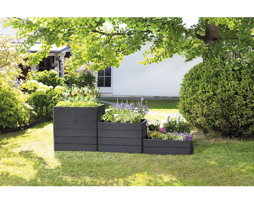 Klassieke verhoogde tuinbak GARANTIA ERGO Vario 2 incl. Flora waterbesparend systeem 120 x 80 x 75 cm steen