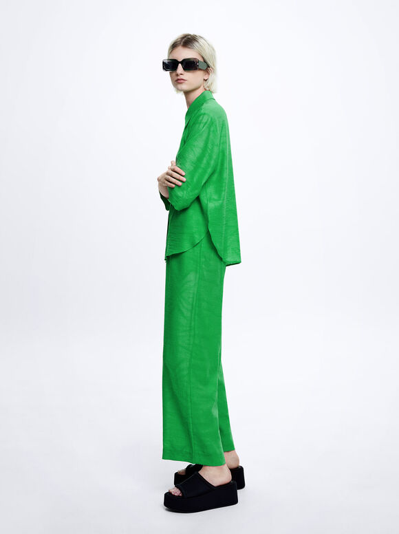 Calça reta em jacquard - Verde