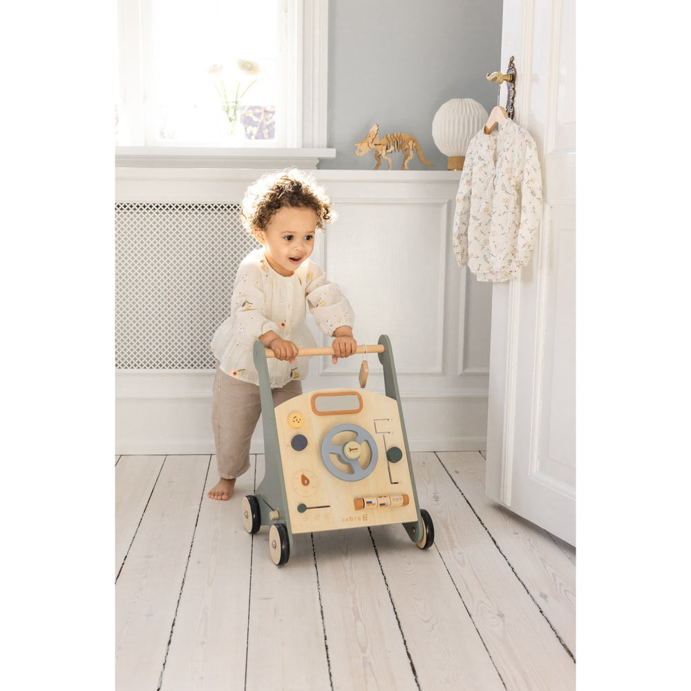 Køb Sebra Wooden Aktivitets Gåvogn Car