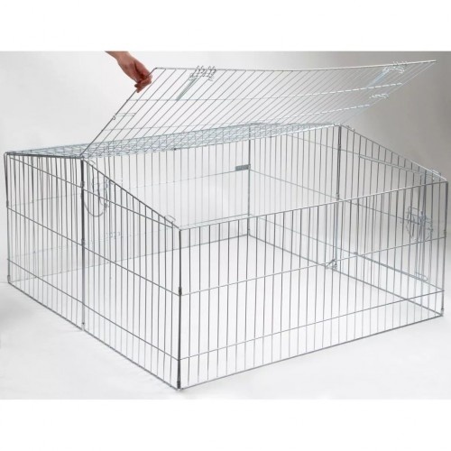 Parque para animais de estimação externo em metal prateado