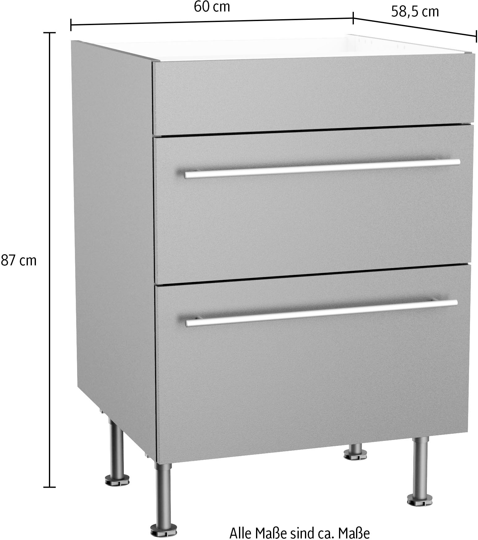 KOCHSTATION Kochfeldumbauschrank »KS-Bern2« Breite 60 cm, Kochfeldumbauschrank, 2 Auszügen, 1 feste Blende
