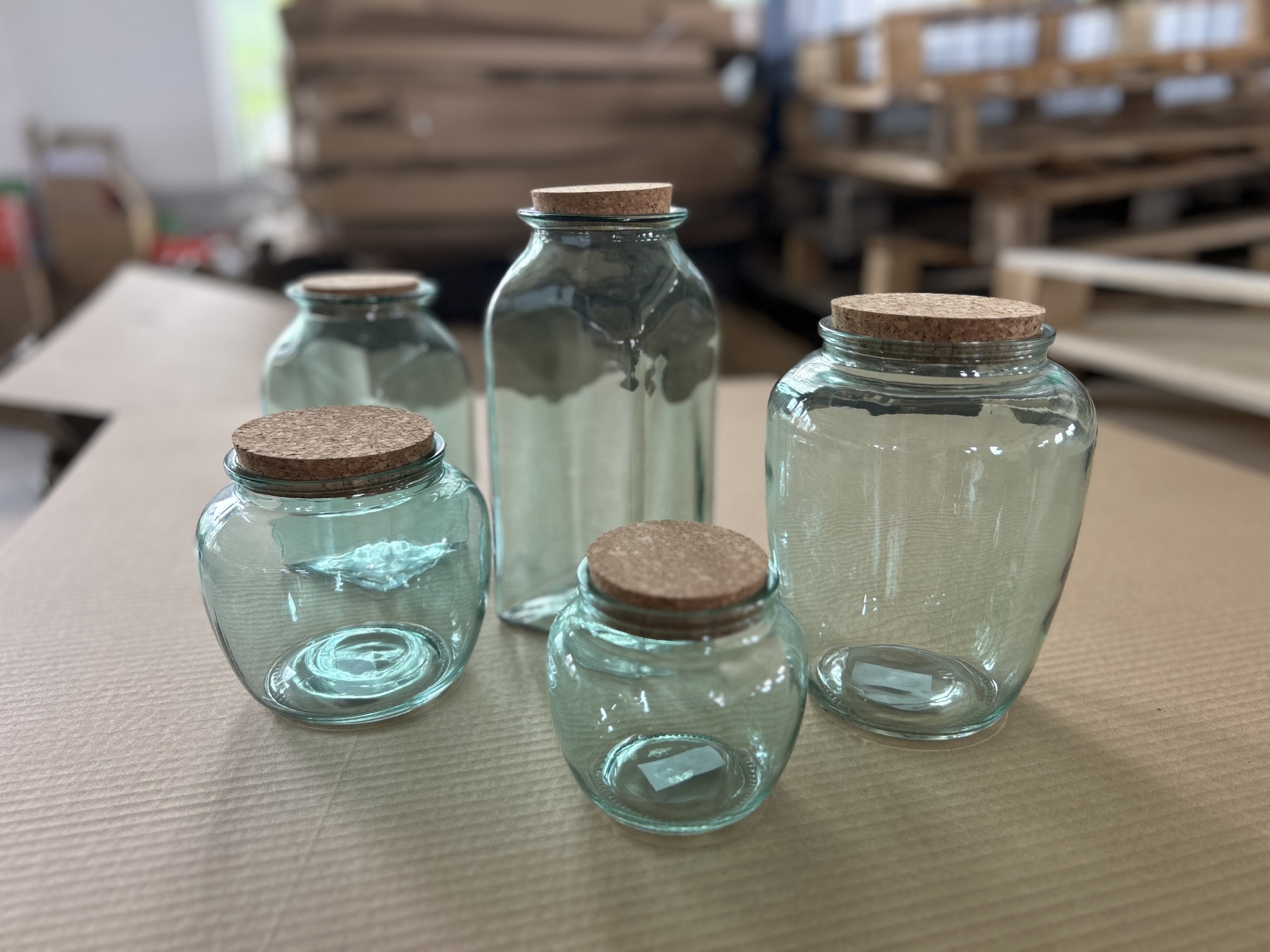 Glas mit Korken 550ml, blau, H 11,3 cm, Ø 11,3 cm von fischer's lagerhaus