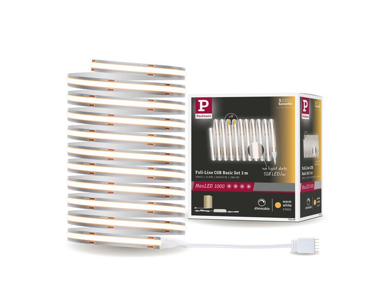 Paulmann LED-Stripe MaxLED 1000 BasisSet COB, 2700 K, 3 m, LED Streifen Full-Line COB Basisset