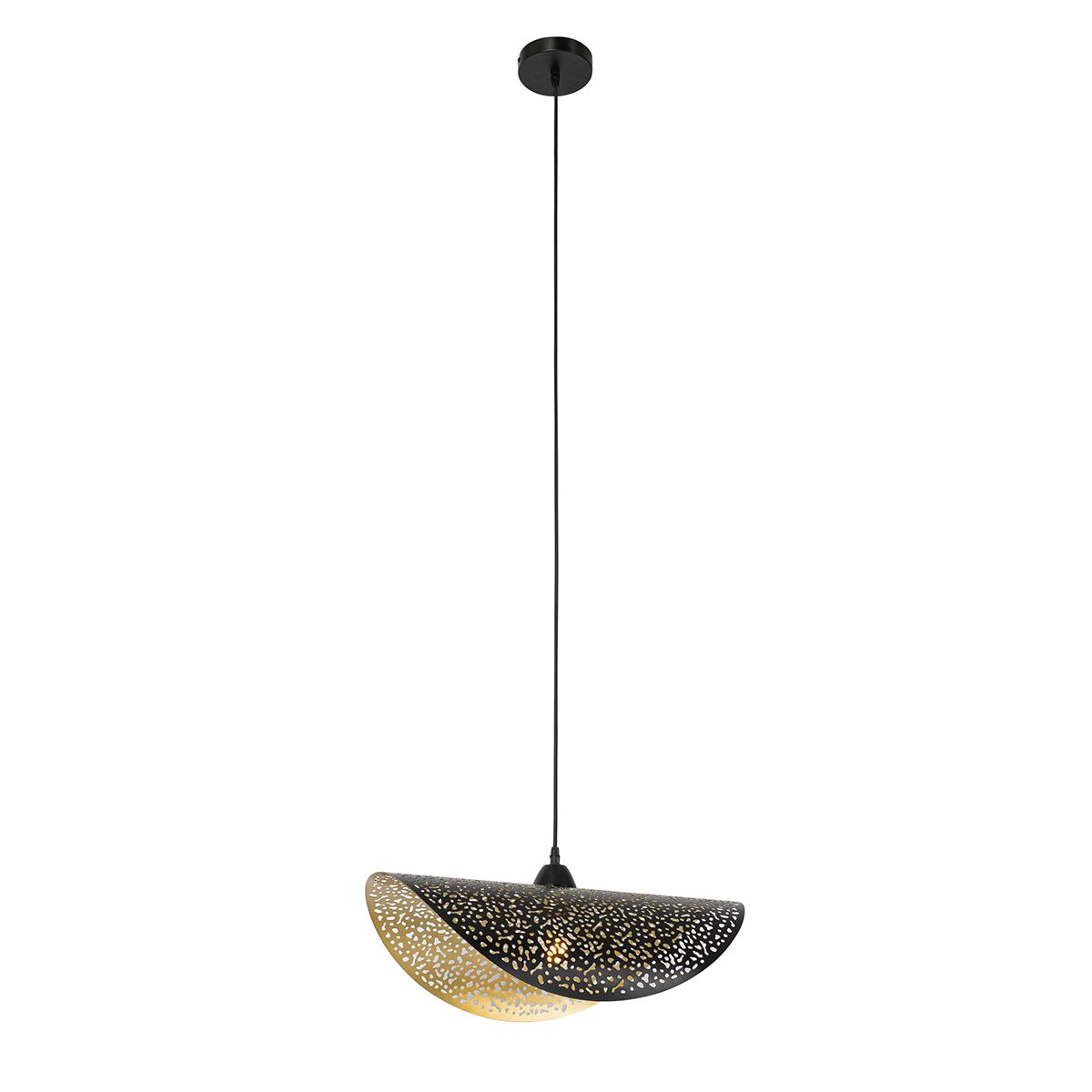 Oosterse hanglamp zwart met goud 50 cm - Japke