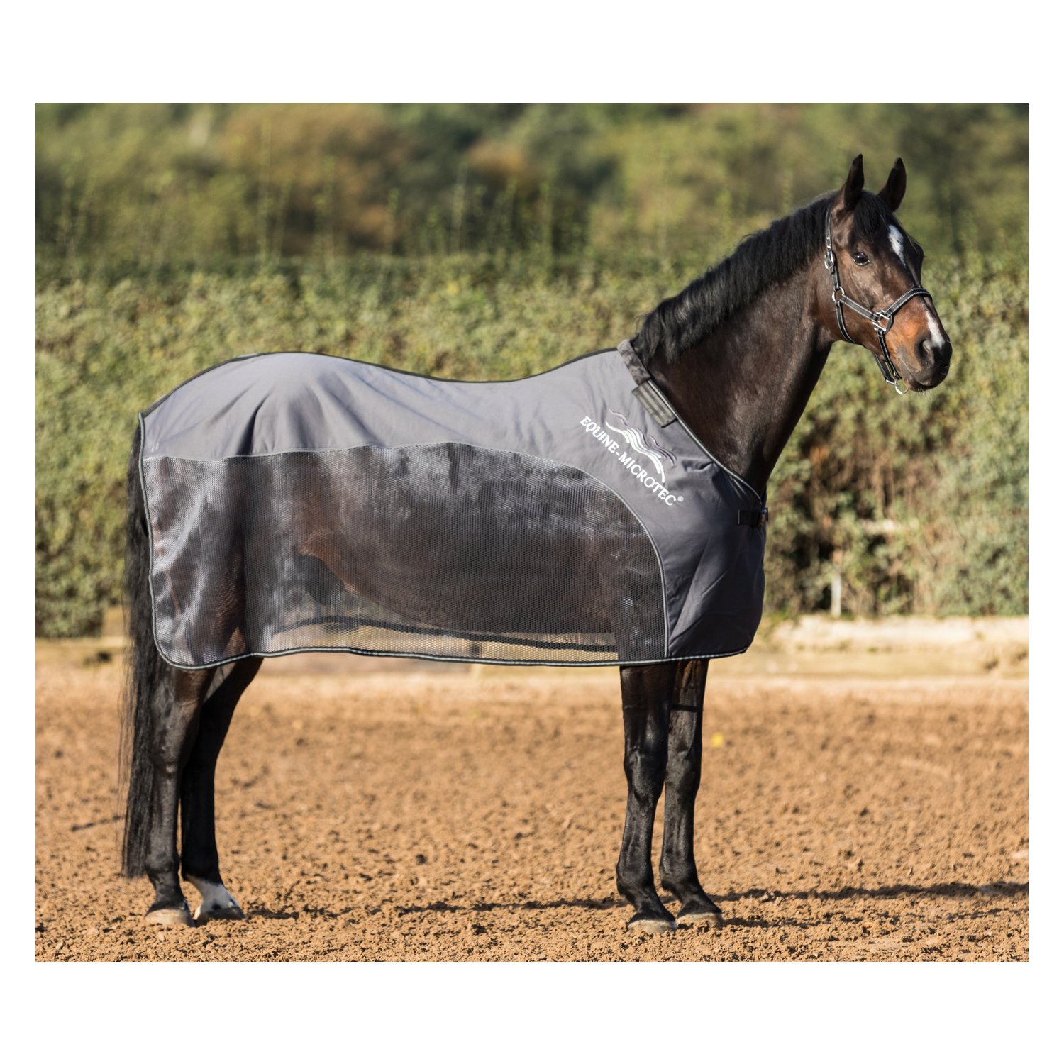 EQUINE-MICROTEC Multifunktionsdecke Flanell Touch  - graphite/white - 135 cm