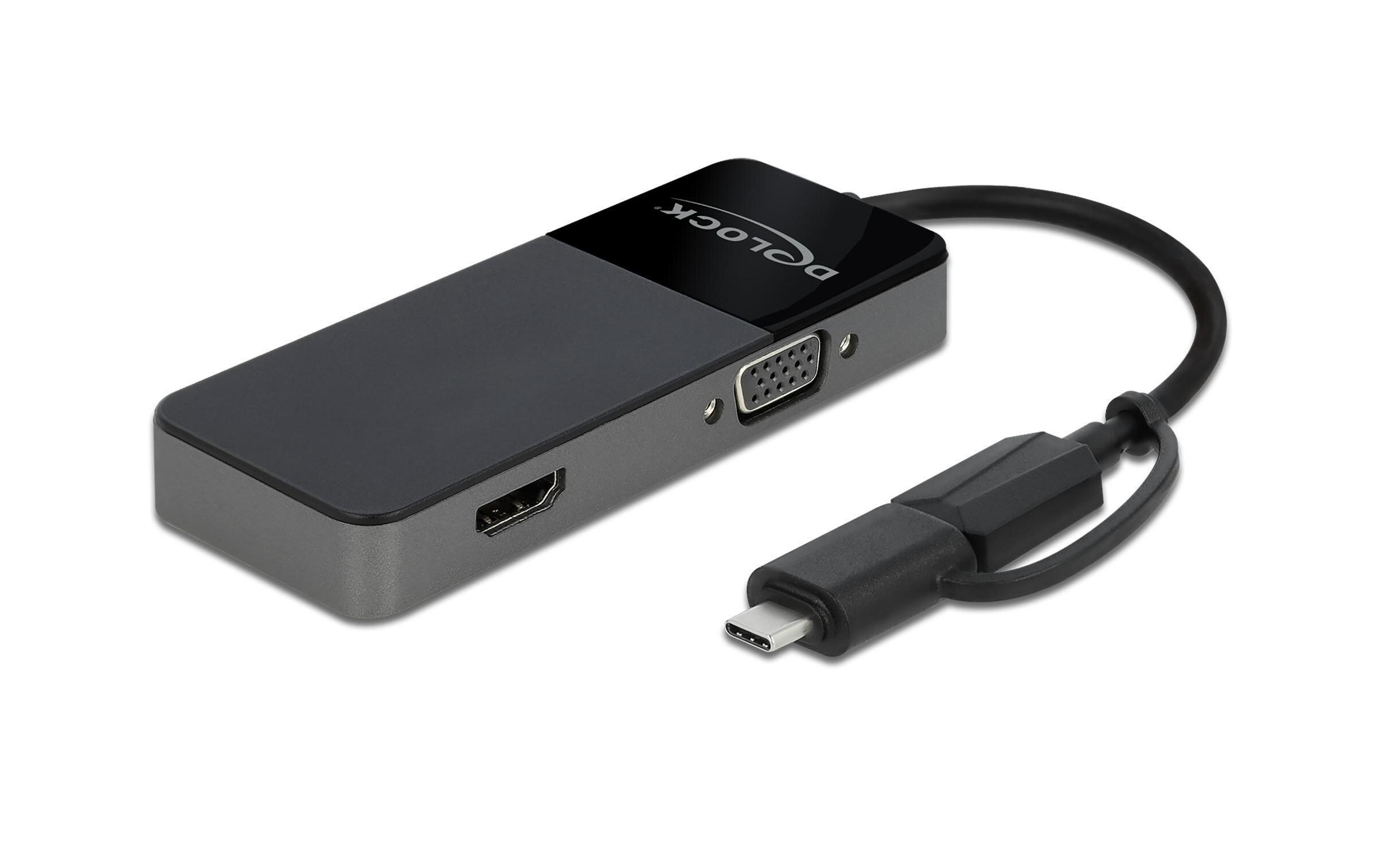 Adapter USB 3.0; USB Type-C – HDMI; VGA 4K 30HzDelock Adapter USB 3.0 zu 4K HDMI + VGA
