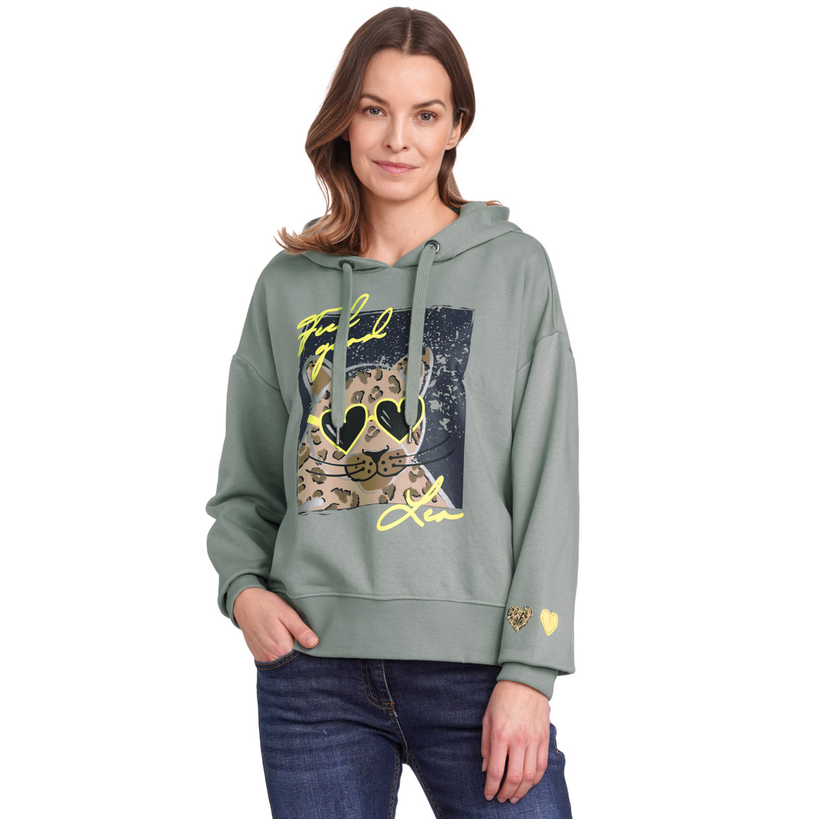 Gina Benotti Damen Hoodie mit großem Print helloliv