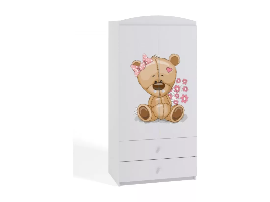 Armoire 2 portes enfant ourson et fleurs Drimy