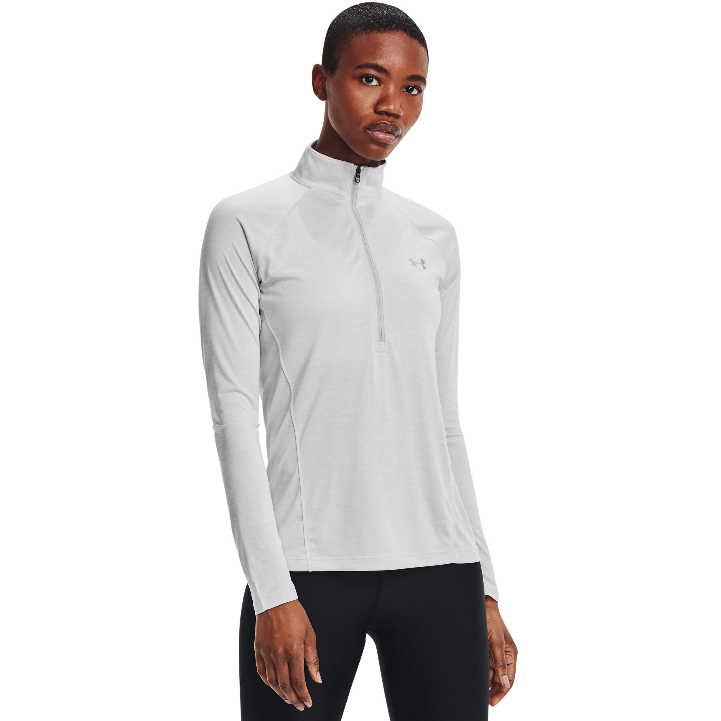 Under Armour Tech Twist Half-Zip Haut Manches Longues Femmes - Gris Clair , Argent