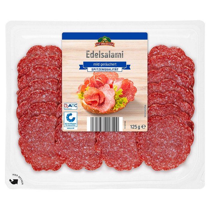 GUT DREI EICHEN Salami Aufschnittplatten 125 g, Edel
