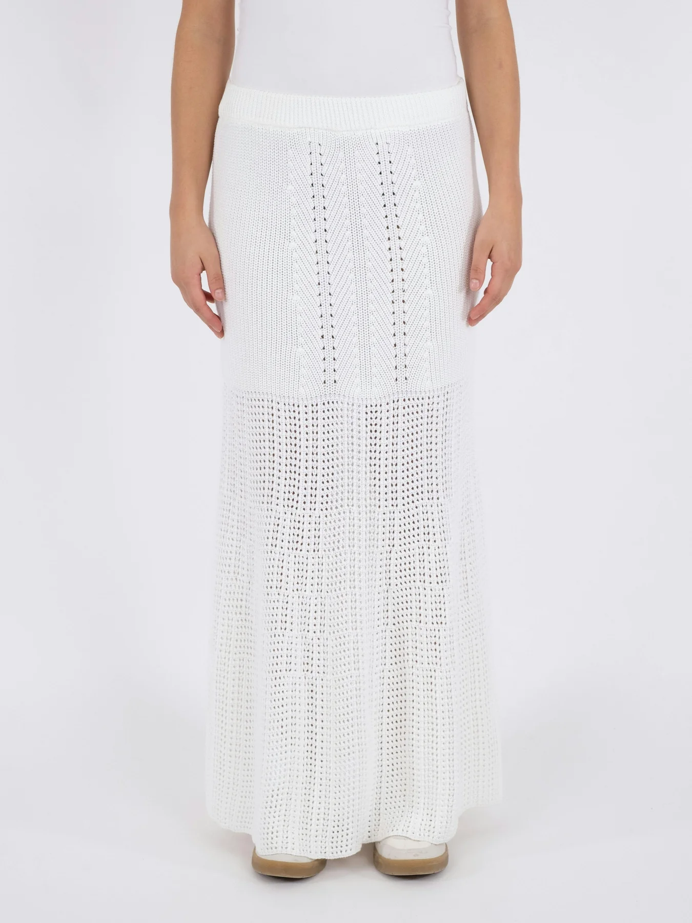 Neo Noir Lyric Crochet Knit Skirt white