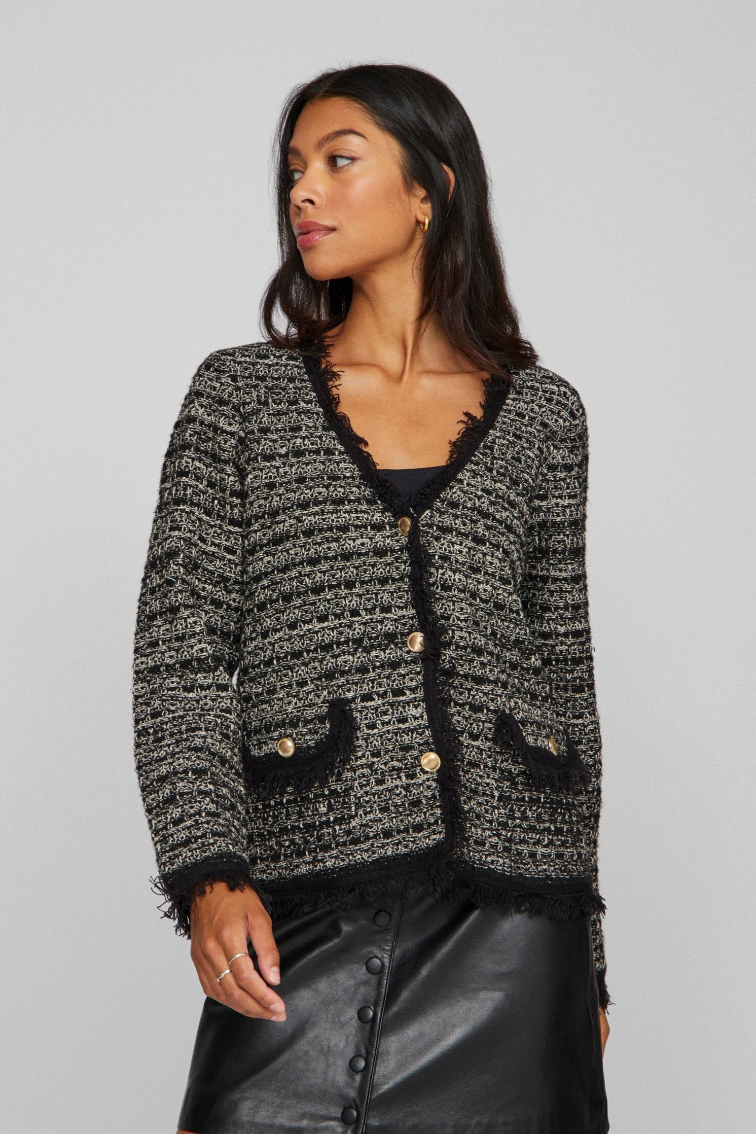 Vila  Visolera L/S Boucle strikket cardigan - sort