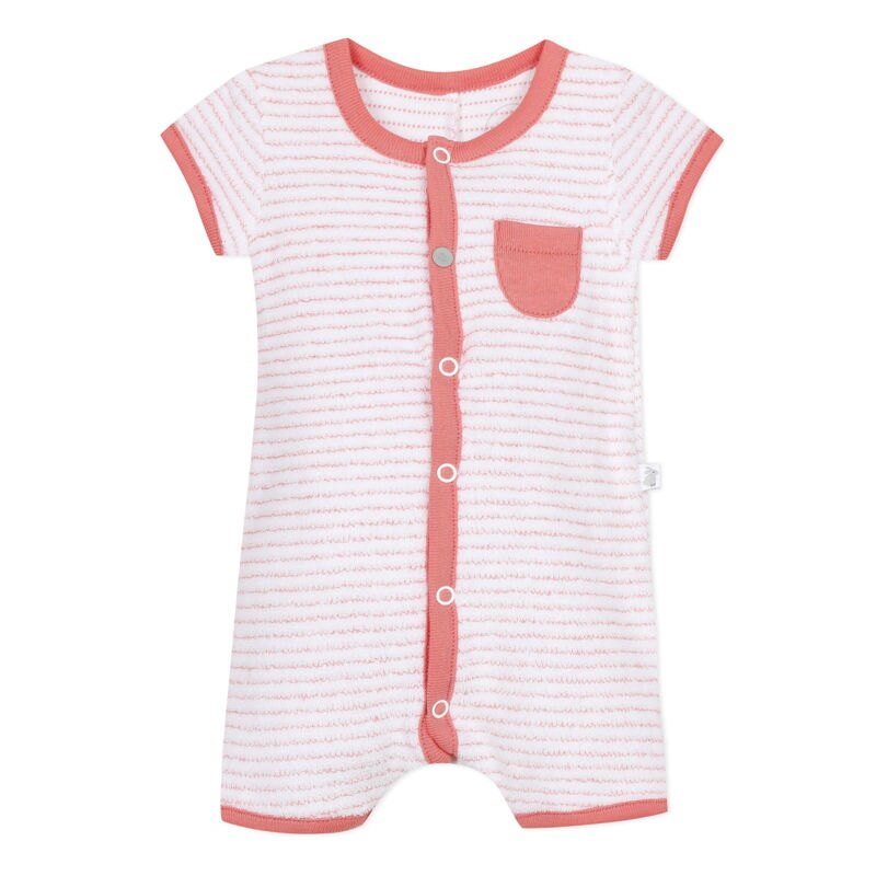 Combi courte rose rayée en éponge naissance Absorba Aucune nuance