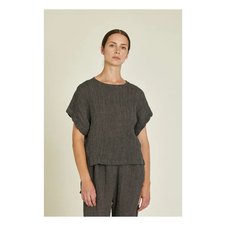 Black Crane Top Basique Lin | Gris ardoise