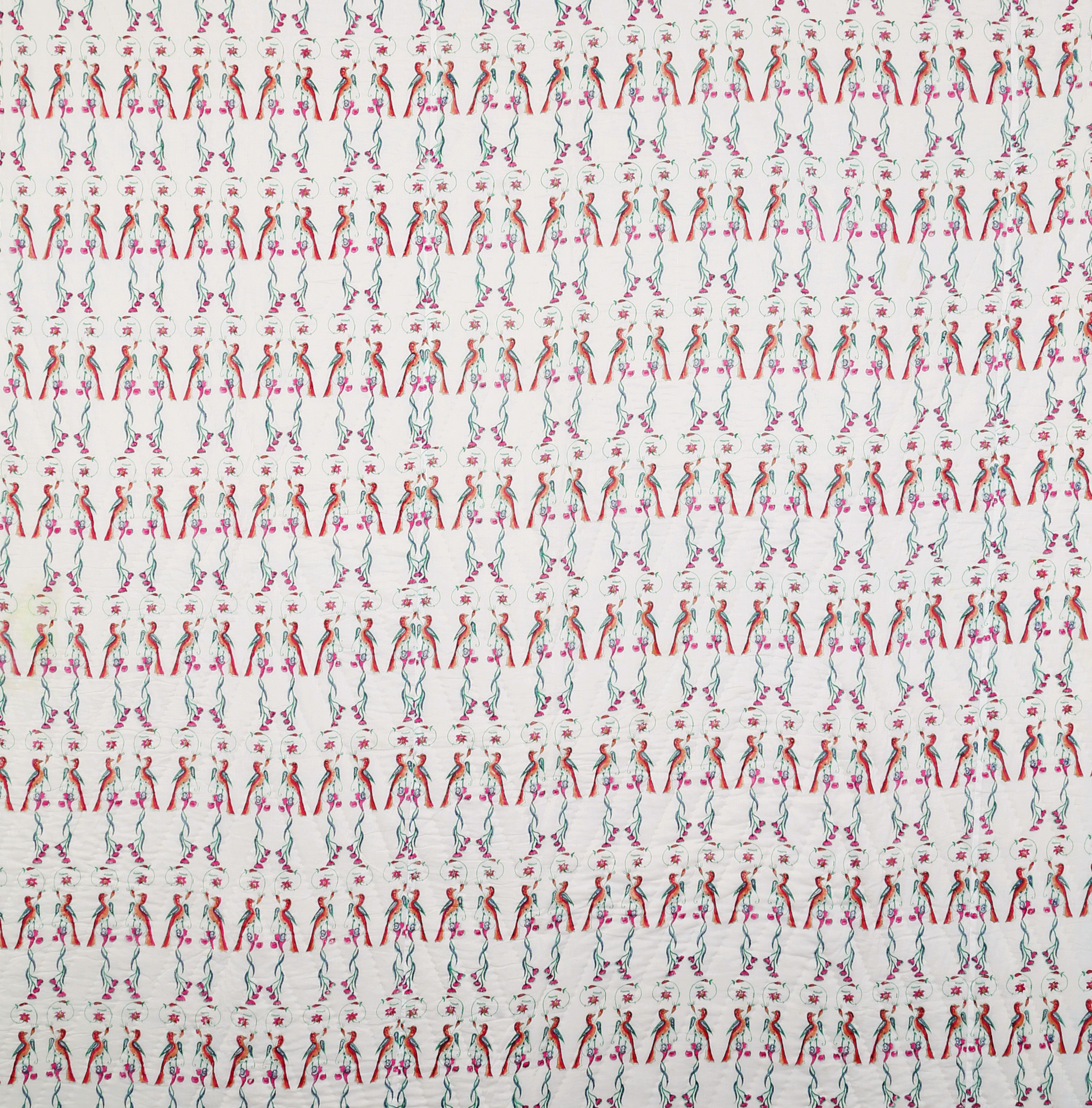 Quilt Bird of Paradise 230 x 270 cm reversible Weiss, Grün, Rot