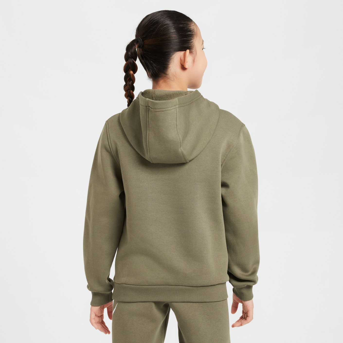 Nike Sportswear Club Big Logo Fleece Hoodie Kids Olijfgroen Wit