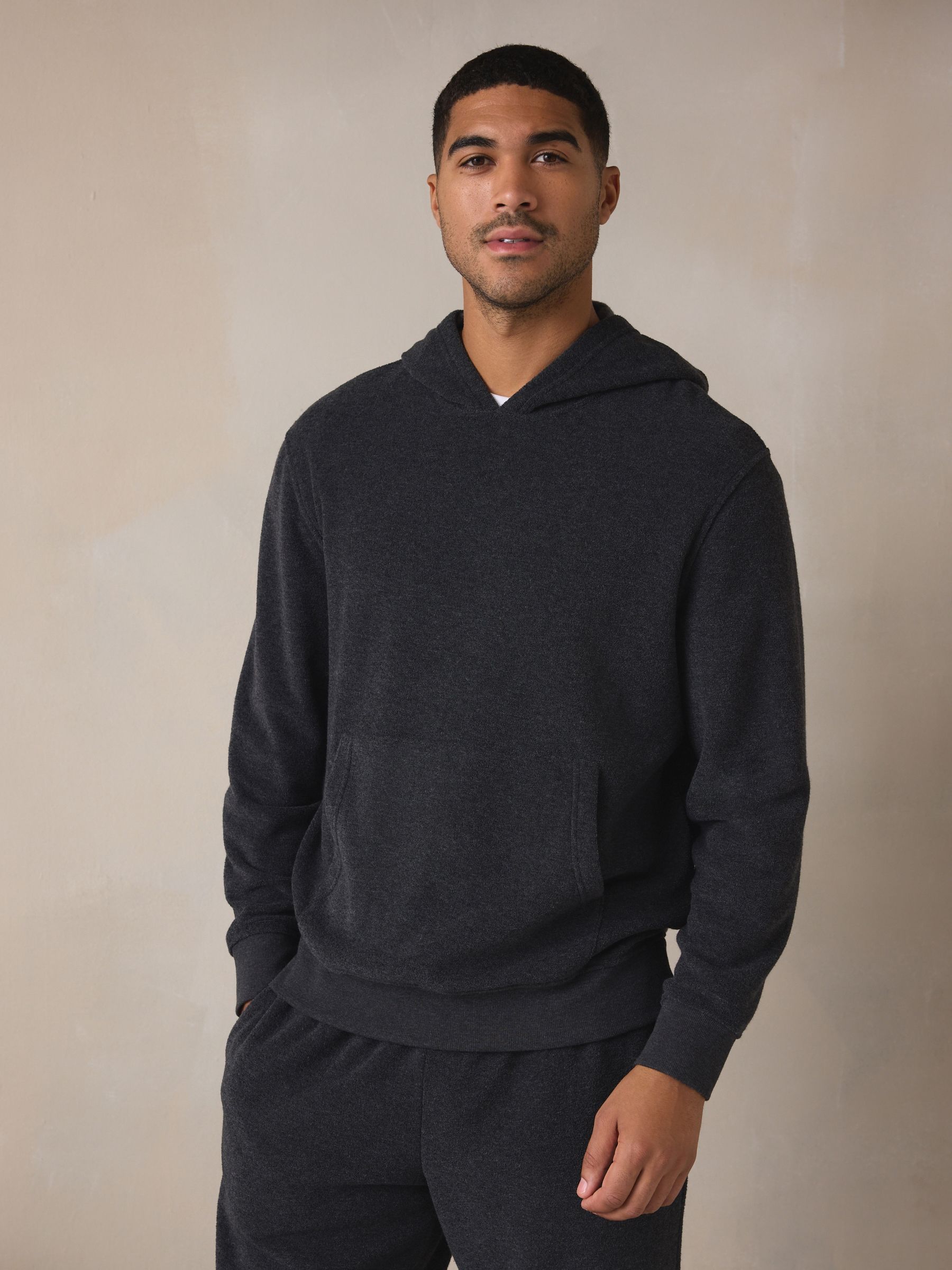 Antraciet - Hooded Towelling Pyjamas Set