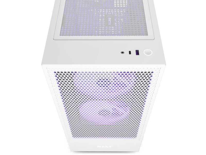 NZXT PC-Gehäuse H5 Flow RGB Weiss matt Kompaktes Mid-Tower-Gehäuse mit Seitenfenster und RGB-Lüftern