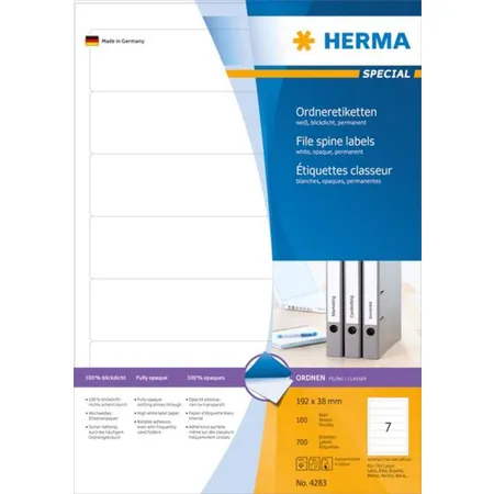HERMA Ordneretiketten, weiß, 192 x 38mm, 700 Stück