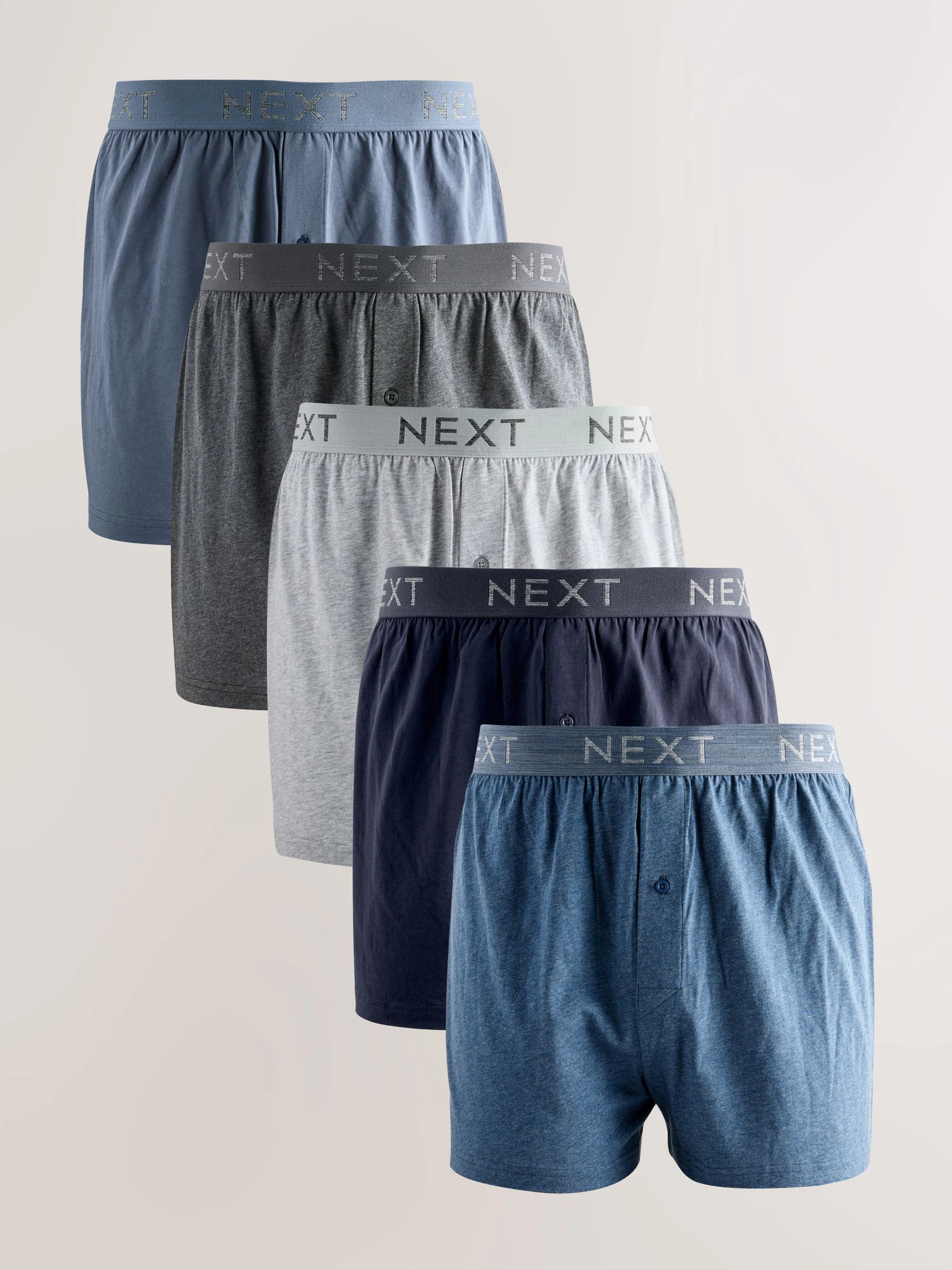 Blauw/grijs - Verpakking van 5 - Ruimvallende Boxers