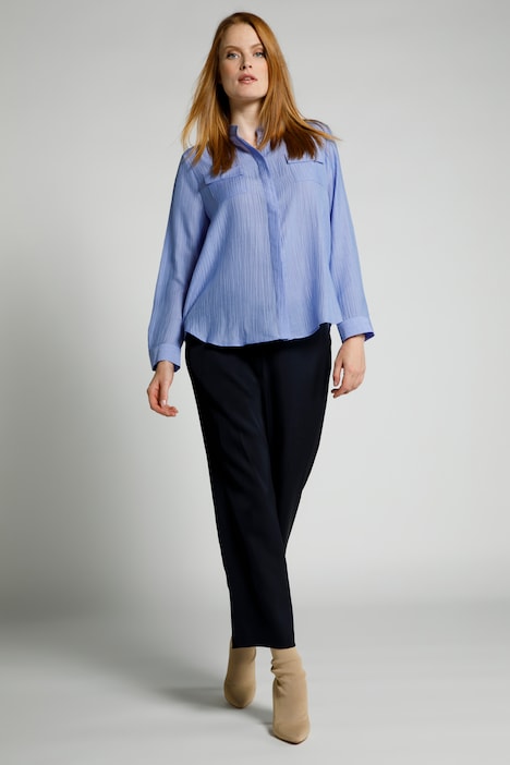 Bluse, Crashlook, A-Linie, Stehkragen, Langarm