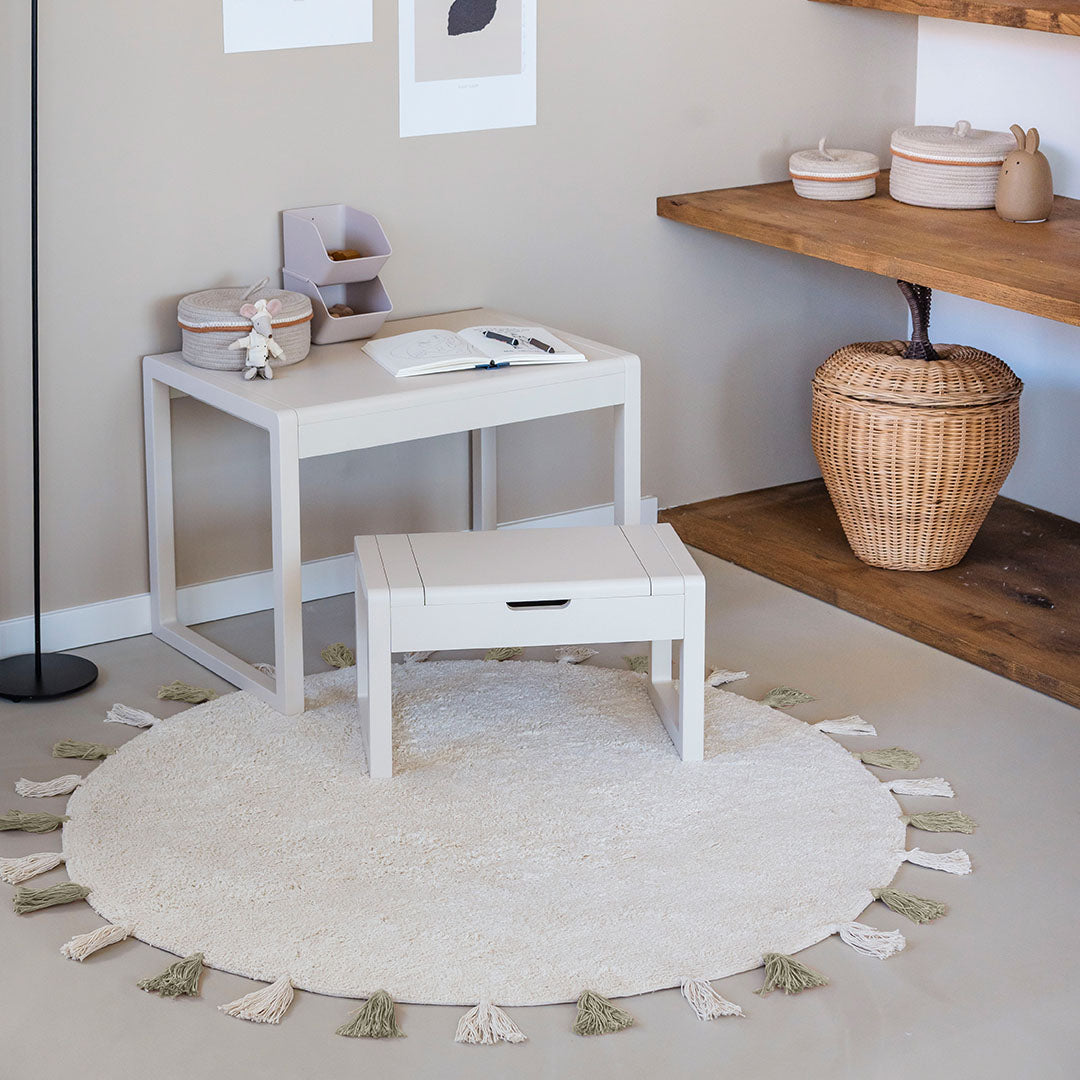 tapis petit vloerkleed sara - naturel groen - 130x130 cm
