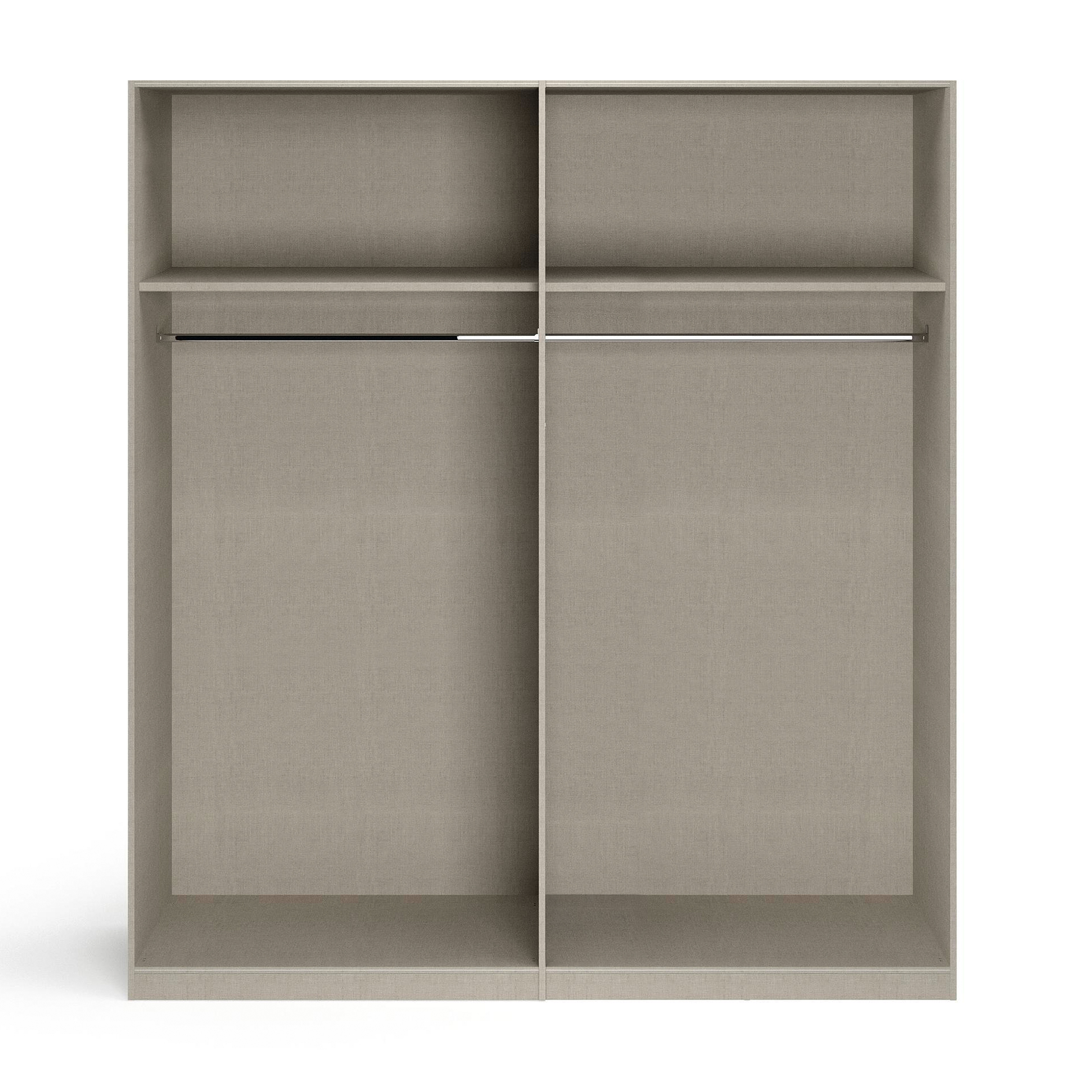 Drehtürenschrank - alpinweiß-seidengrau - Kristallglasspiegel - 4-türig - 181x210 cm