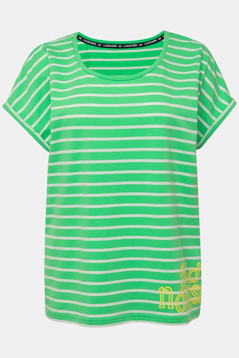 T-Shirt, oversized, Ringel, Rundhals, Halbarm