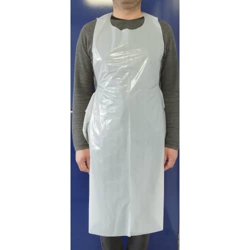 Tablier Brunopack PE BD 25µm en rouleau et boite distributrice blanc 72 x 125 c