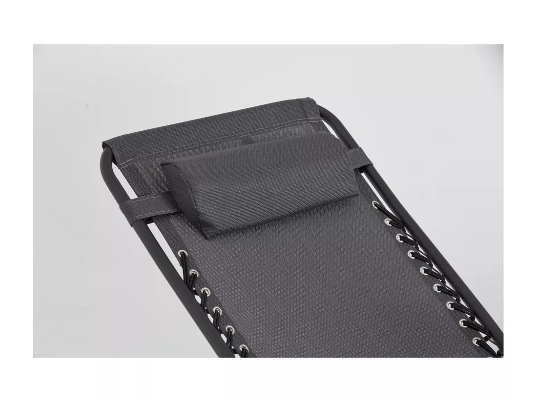 Lot de 2 transats de jardin inclinable noir/gris MANIHI