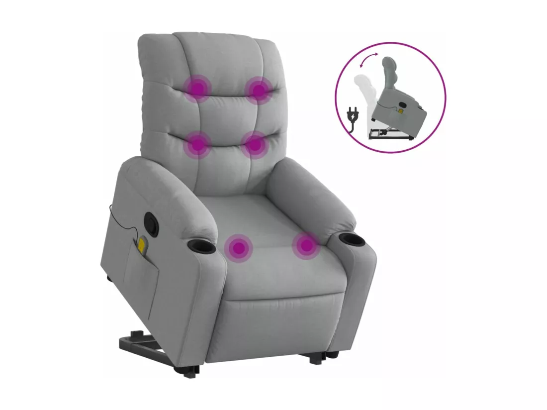 Fauteuil massant inclinable Gris clair Tissu