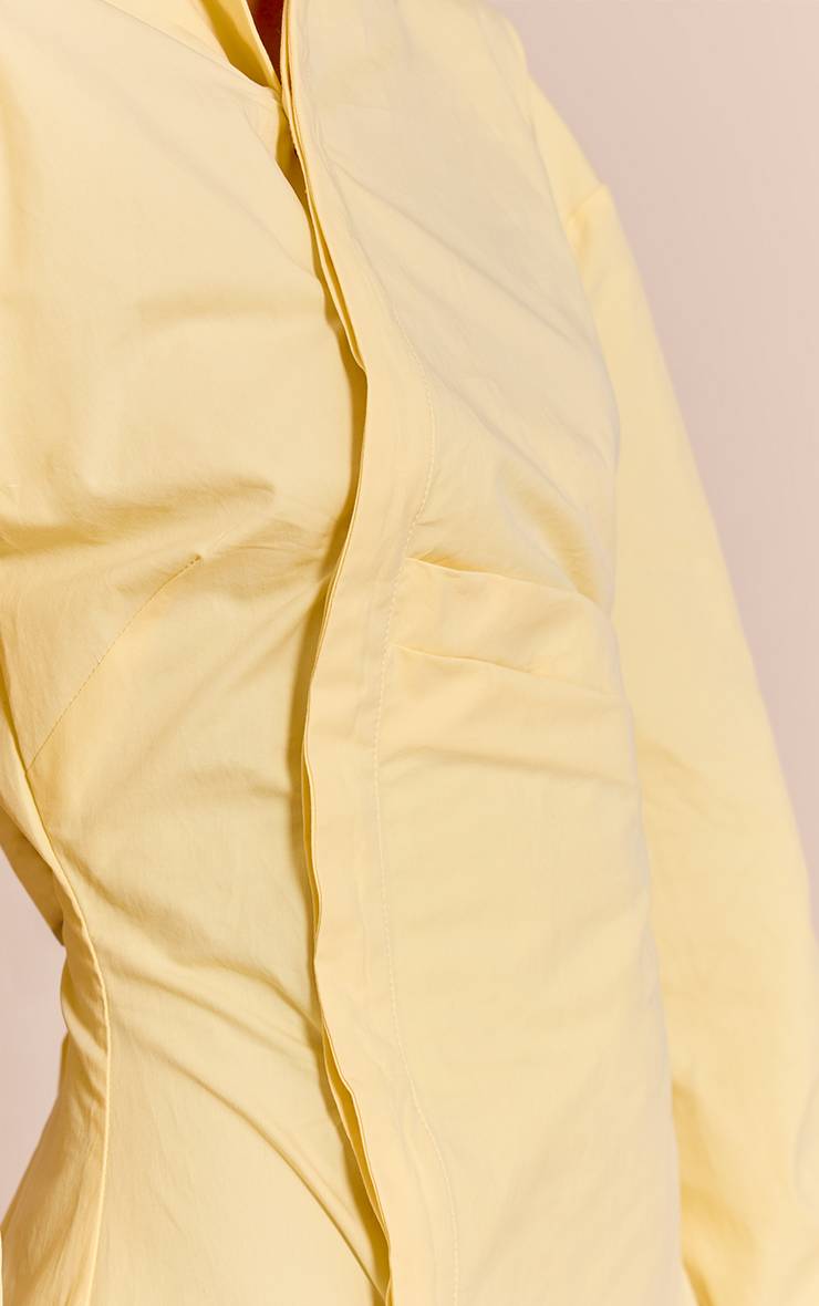 Citron Robe Chemise Asymétrique À Manches Longues Avec Boutonnage