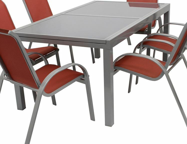 DEGAMO Ausziehtisch PISA 140/200x90cm, Aluminium + Glas
