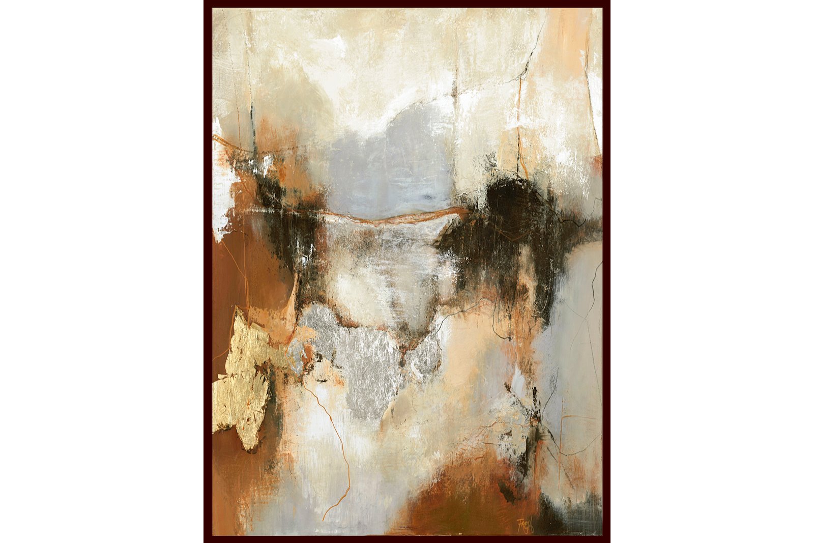 Rusty bilde Rustfarget maleri, med brun ramme 60x80 cm