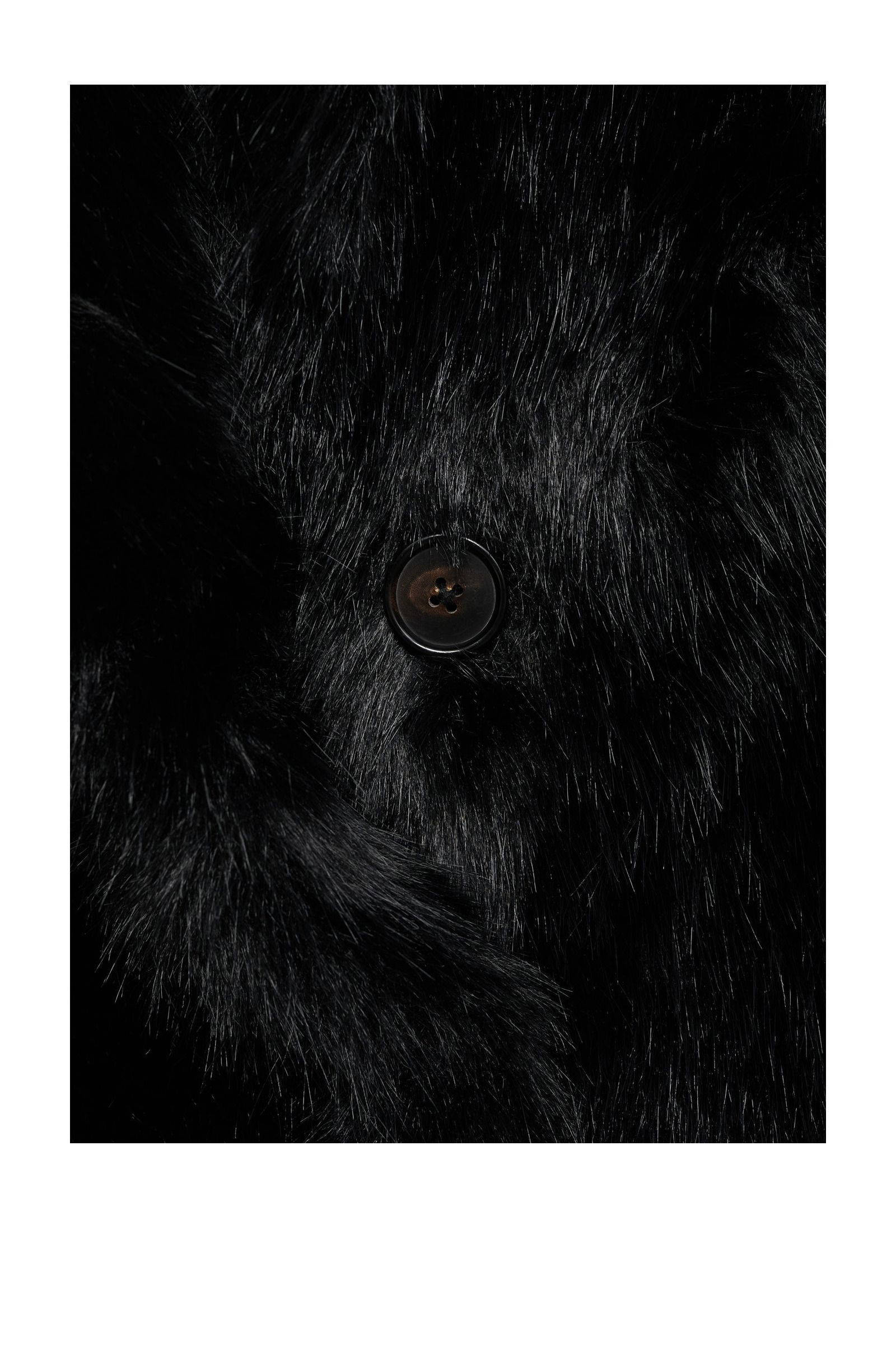 Mango faux fur jas zwart