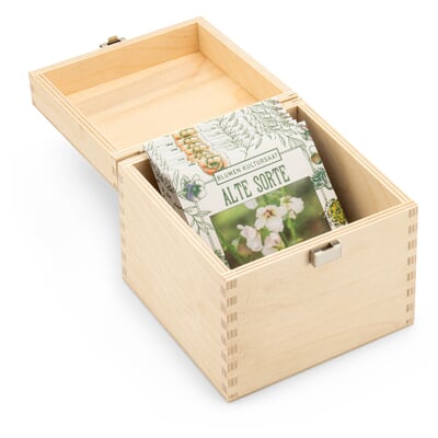 Saatgutset im Holzkästchen, Heimische Blumen