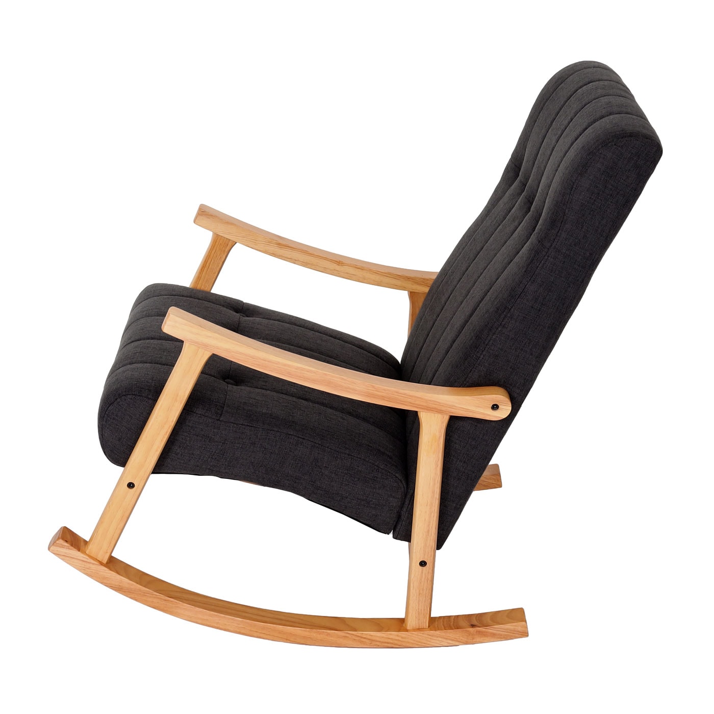 Schaukelstuhl MCW-K10, Schaukelsessel Schwingstuhl Relaxsessel MVG ~ Stoff/Textil dunkelgrau, Gestell braun