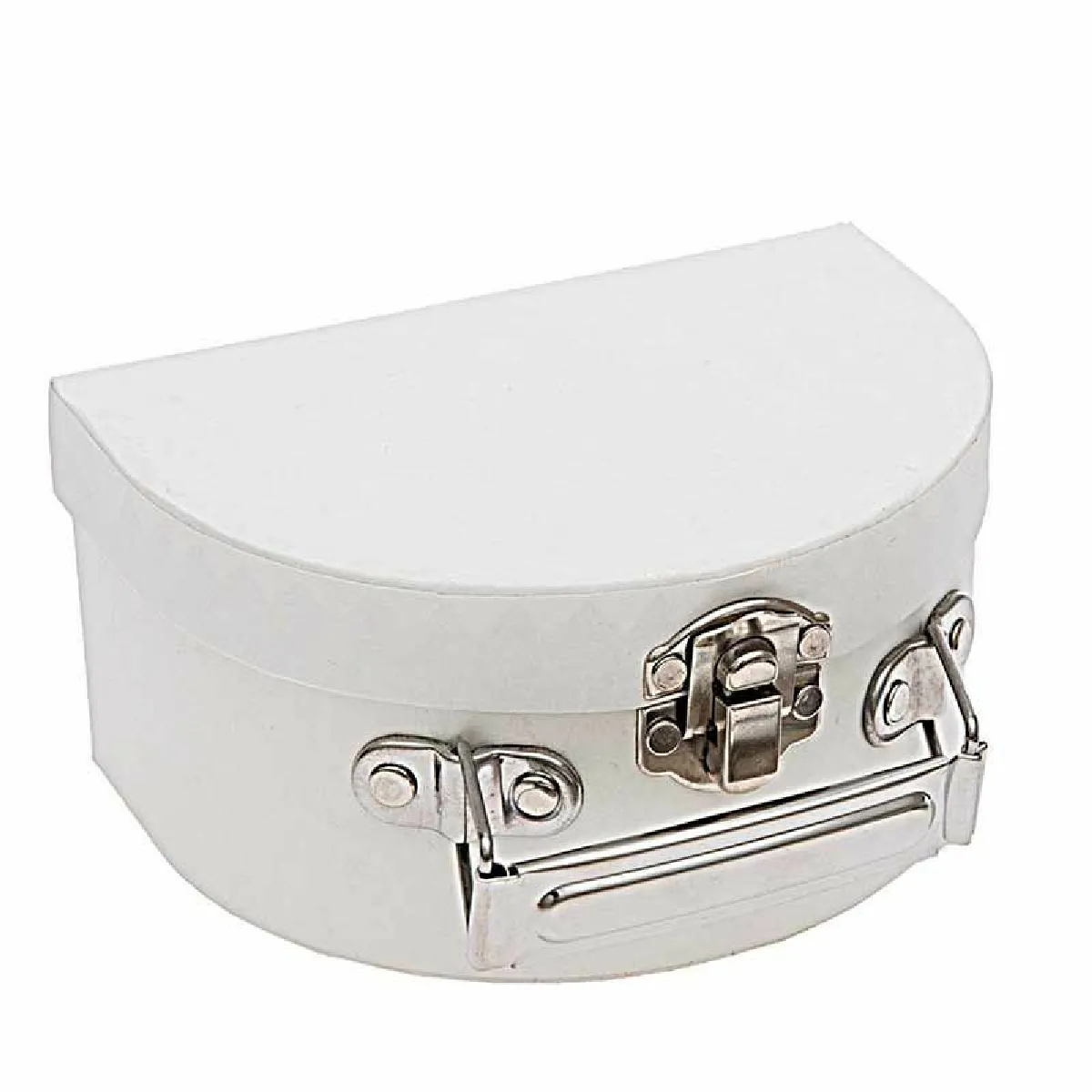Rico Petite valise en carton semi-circulaire blanche à décorer - 12 x 9 x 6 cm