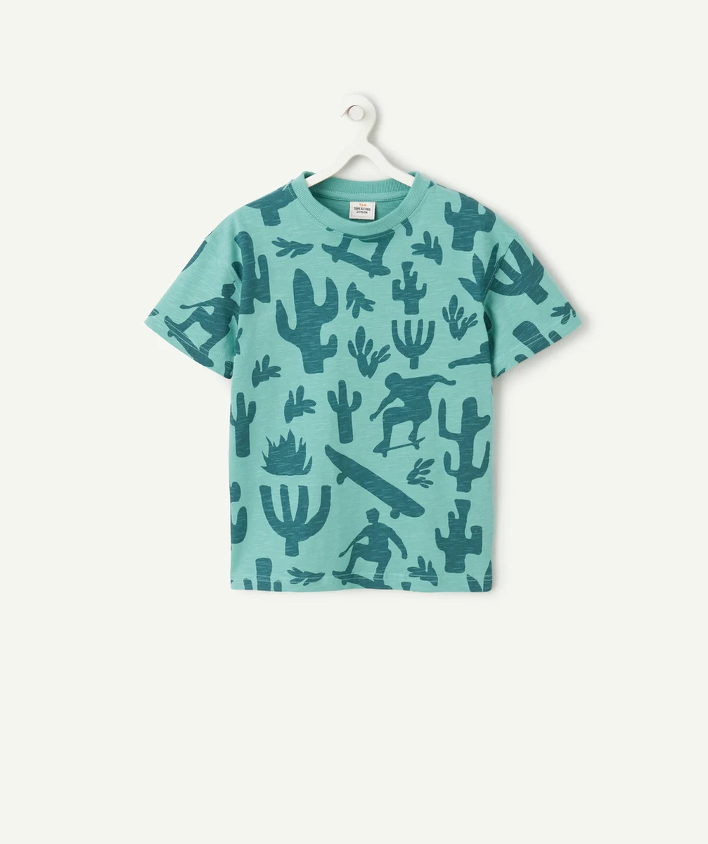 t-shirt manches court garçon en coton bio imprimé cactus