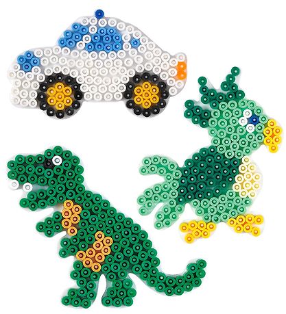 Hama Midi Perlen Steckplatten - 3er-Pack - Auto, Dinosaur & Papa