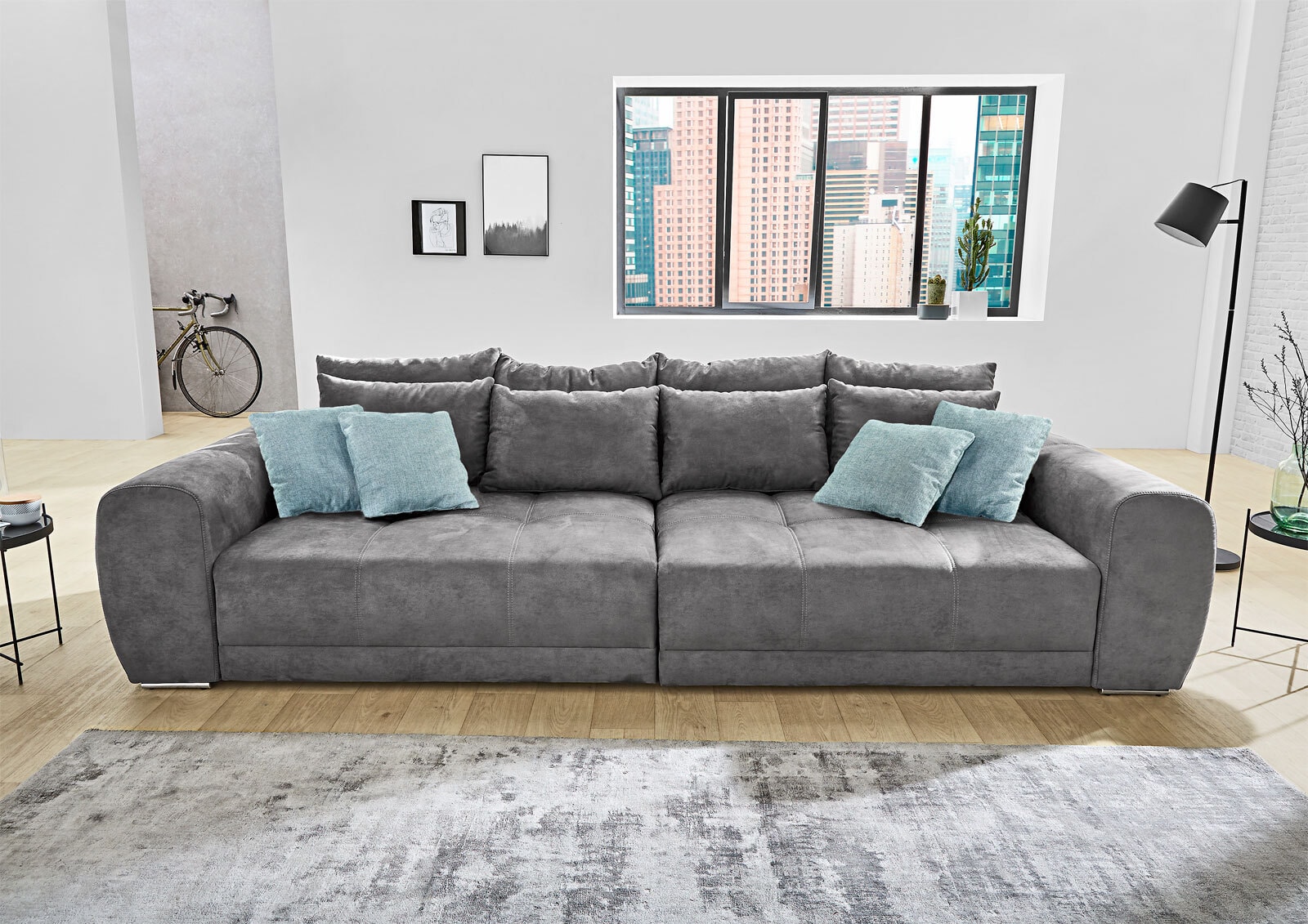 PHILL HILL Bigsofa SOLEO 306 cm Stoffbezug dunkelgrau
