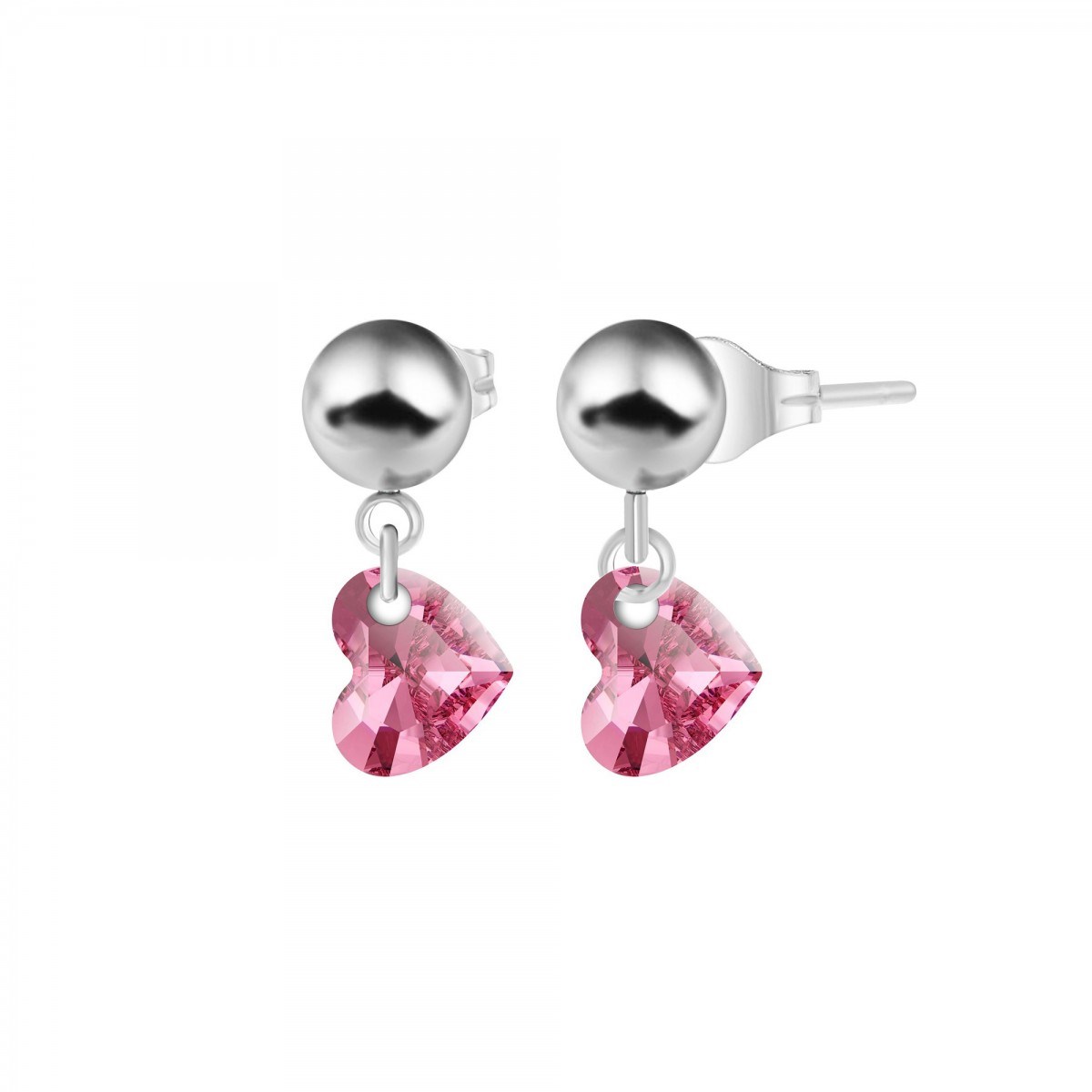 Boucles d'oreilles coeurs SC Crystal ornées de Cristaux scintillants