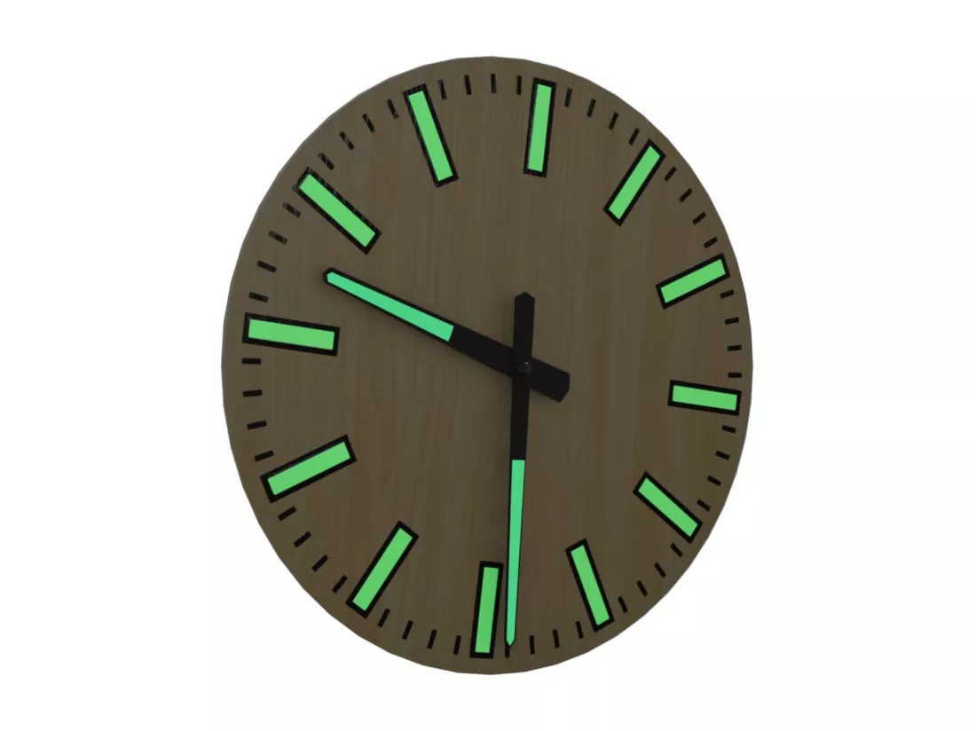 Horloge murale avec aiguilles lumineuses jaune Ø30 cm