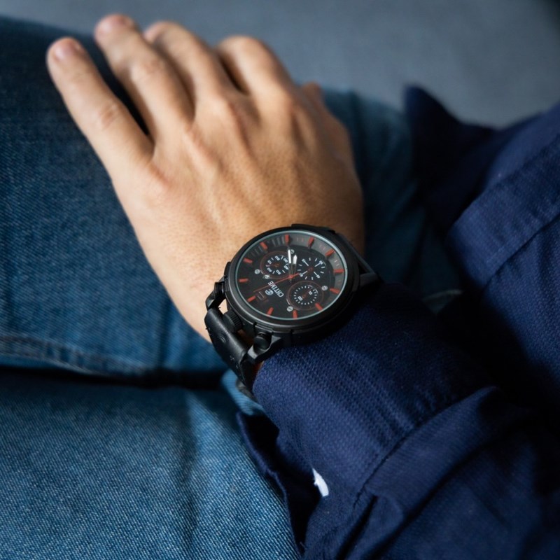 Montre Homme CHTIME bracelet Cuir Noir