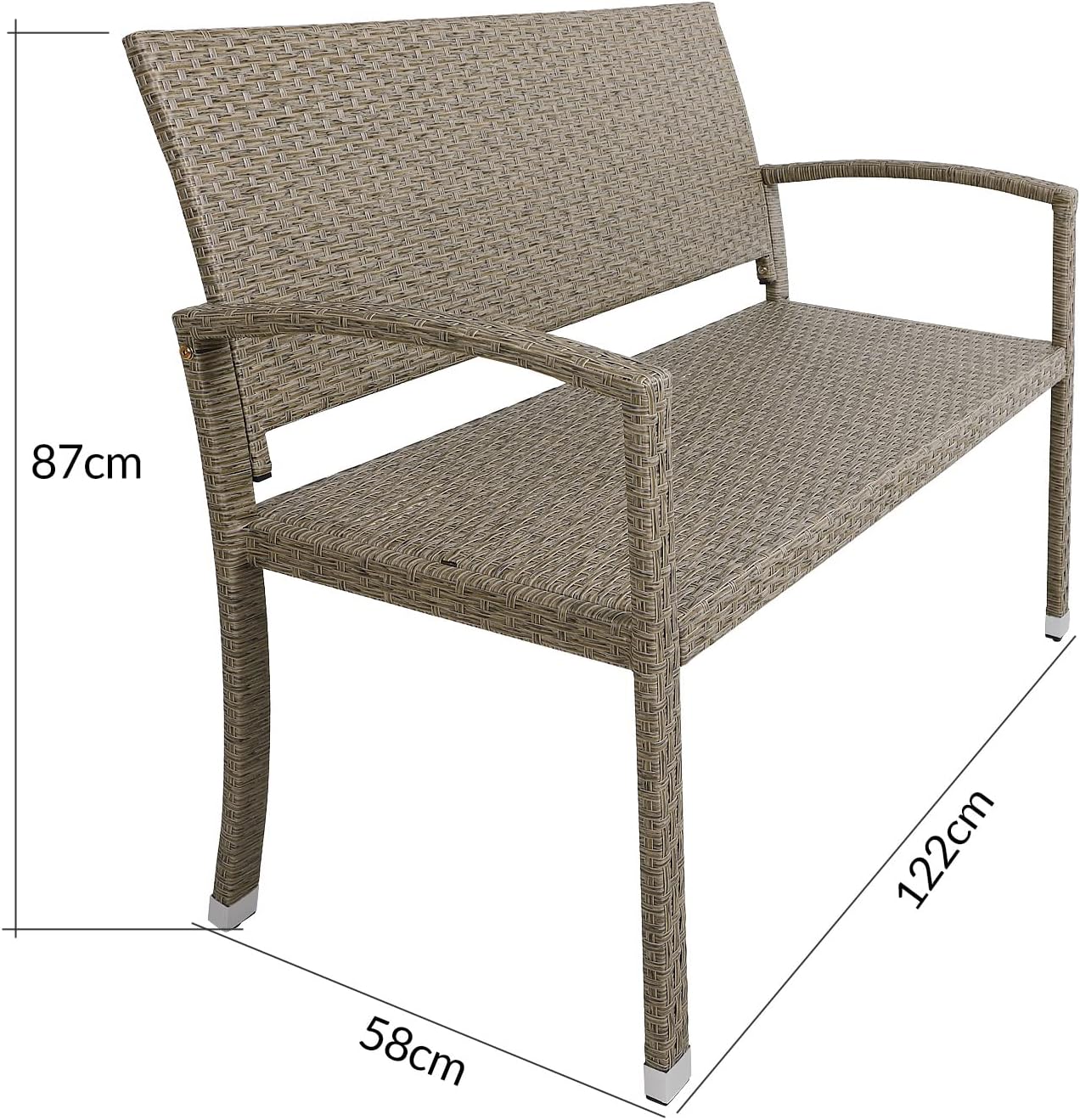 Casaria® Gartenbank Sitzbank Wetterfest Kunststoff 320kg Belastbarkeit Rückenlehne 122x58cm Garten Balkon Terrasse Bank Ergonomisch Polyrattan Creme