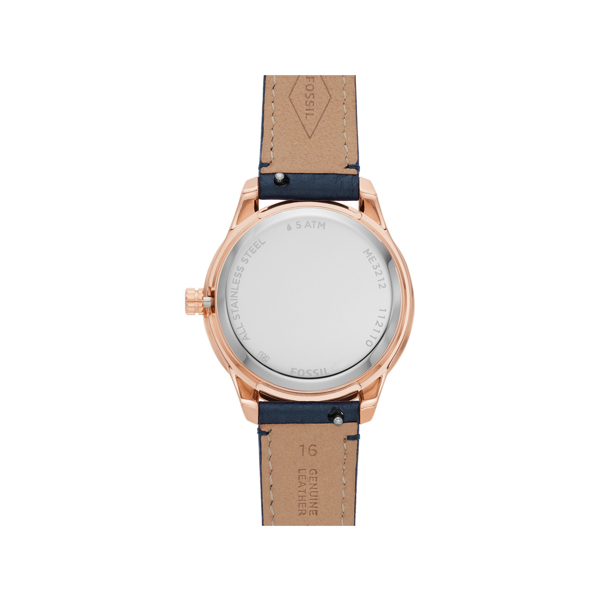 Montre FOSSIL femme automatique acier doré rose bracelet cuir bleu marine