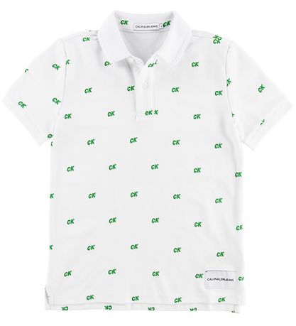 Calvin Klein Polo - Weiß m. Grün/CK